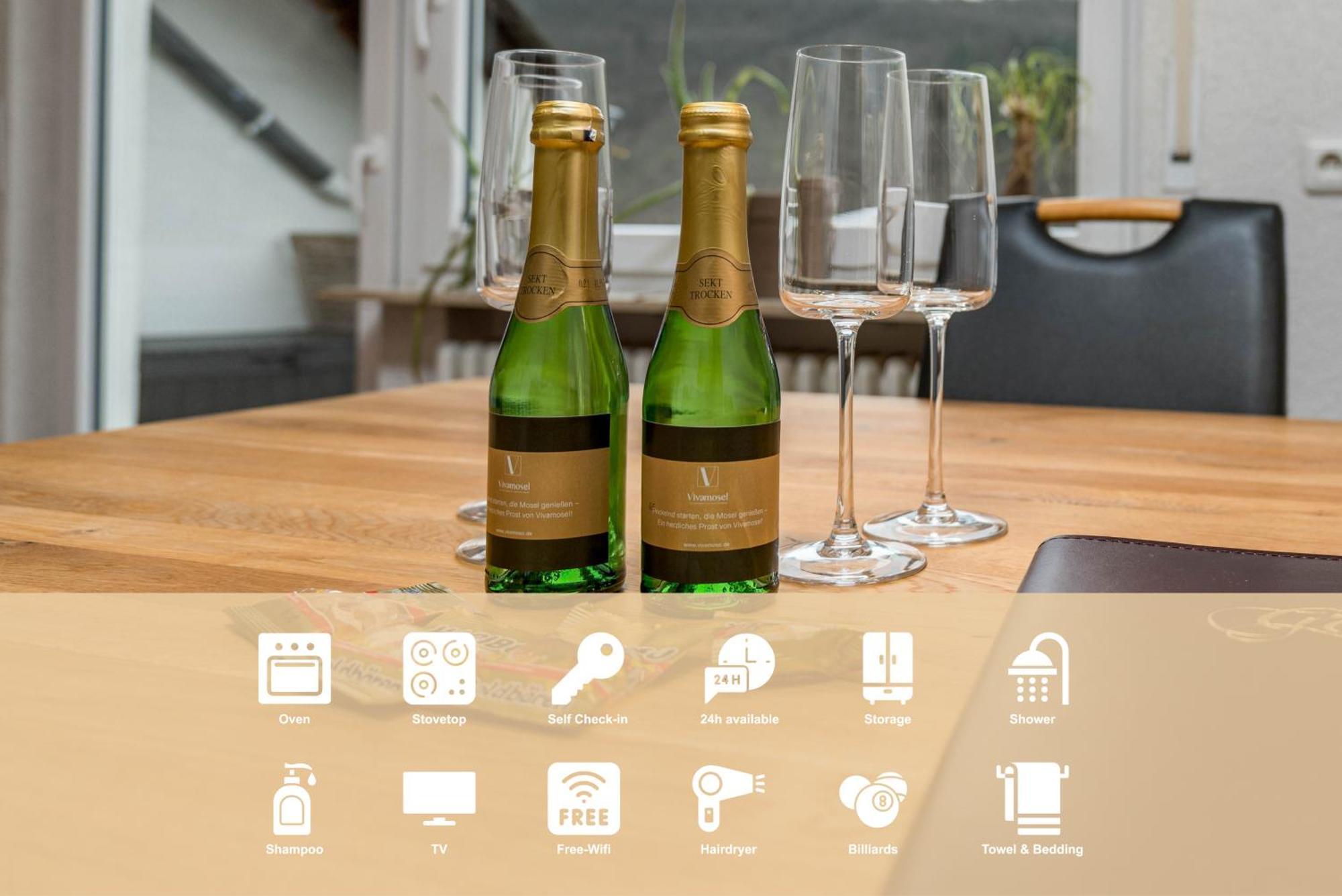 Riesling Appartement For 2 - 4 People - Billiards - Balcony With Mosel View - Parking - Wine Barrel Bar - Fully Equipped Kitchen - Netflix - Waiputv - 3 Km From Cochem Klotten Extérieur photo